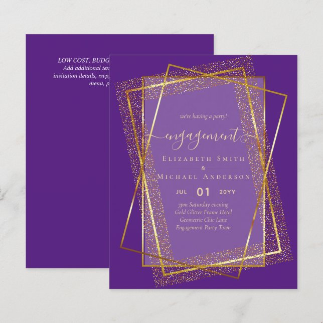 Glitzy Glam ENGAGEMENT Party Invitations BUDGET (Front/Back)