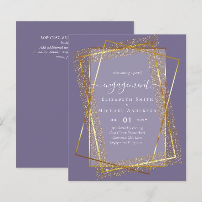 Glitzy Glam ENGAGEMENT Party Invitations BUDGET (Front/Back)