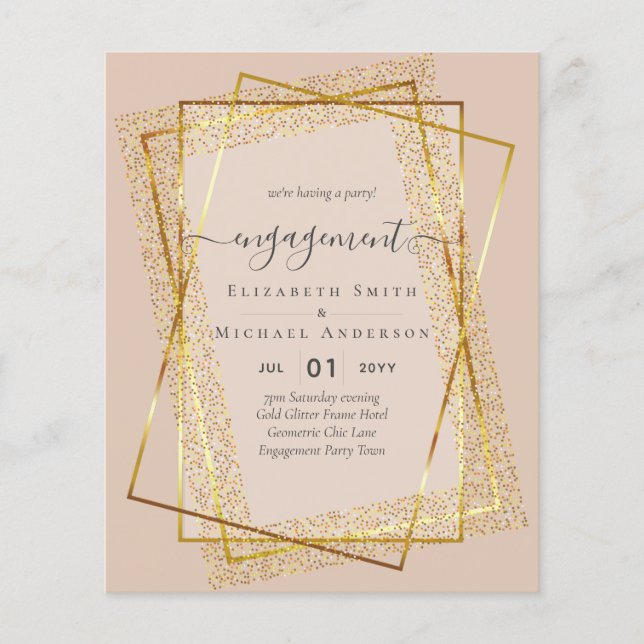 Glitzy Glam ENGAGEMENT Party Invitations BUDGET Flyer (Front)