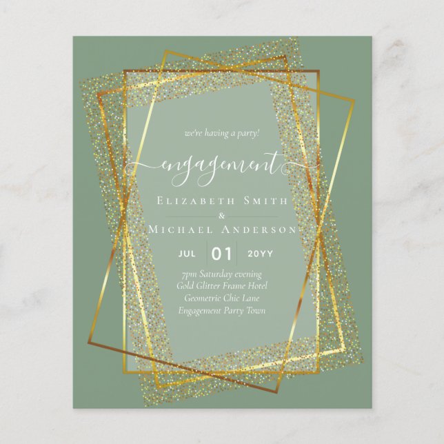 Glitzy Glam ENGAGEMENT Party Invitations BUDGET Flyer (Front)