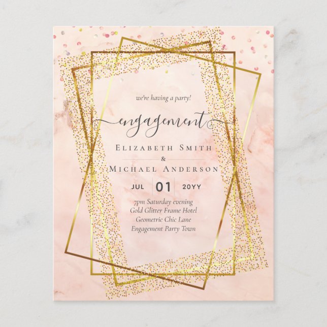 Glitzy Glam ENGAGEMENT Party Invitations BUDGET Flyer (Front)