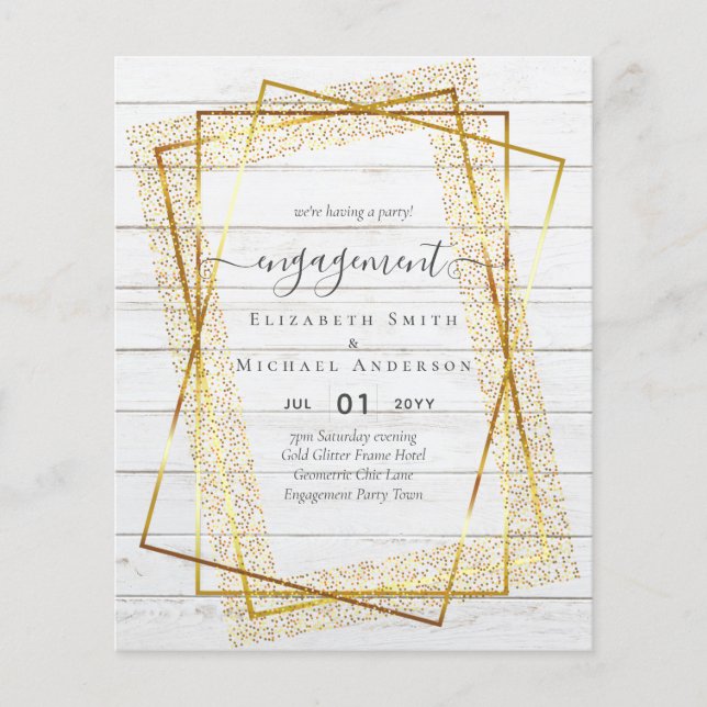 Glitzy Glam ENGAGEMENT Party Invitations BUDGET Flyer (Front)
