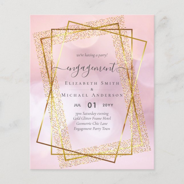 Glitzy Glam ENGAGEMENT Party Invitations BUDGET Flyer (Front)