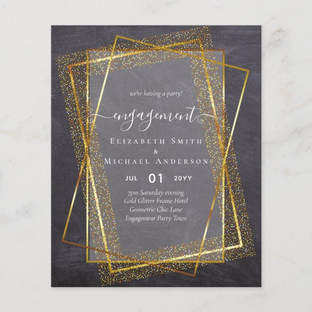 Glitzy Glam ENGAGEMENT Party Invitations BUDGET Flyer (Front)