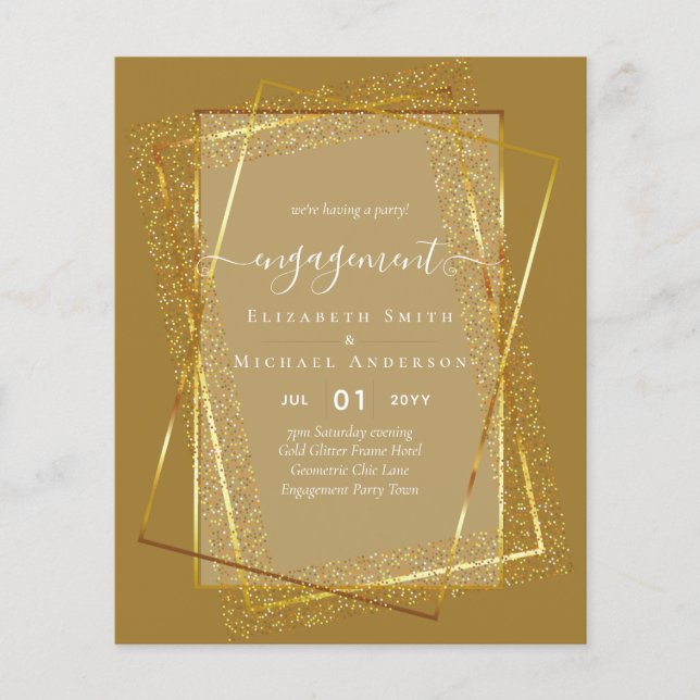 Glitzy Glam ENGAGEMENT Party Invitations BUDGET Flyer (Front)