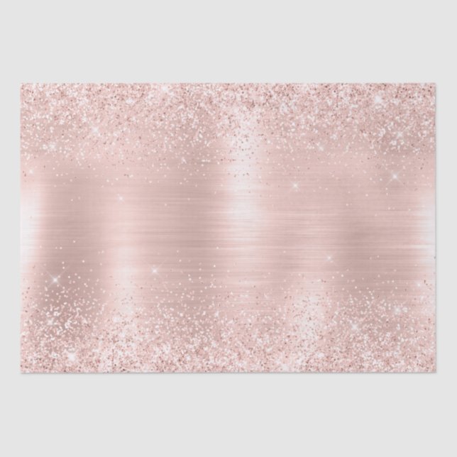 Glitzy Glam Girly Blush Pink Glitter Wedding Tissue Paper (Front)