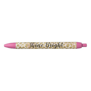 Glitzy Glam Gold Blush Glitter Leopard Print Pen