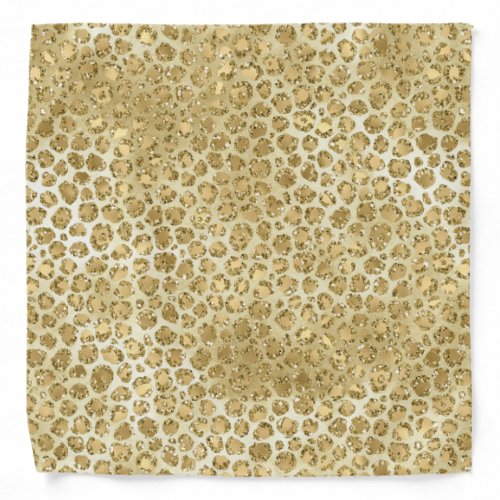 Glitzy Glam Gold Glitter Leopard Print       Bandana