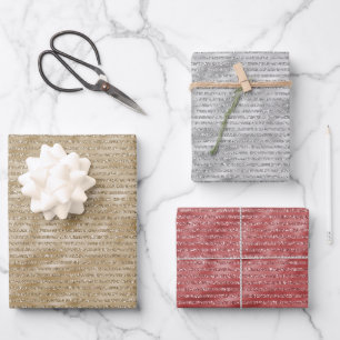 Glitzy Glam Gold Glitter Stripes Wrapping Paper Sheets