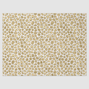 Glitzy Glam Gold White Glitter Leopard Print Tissue Paper