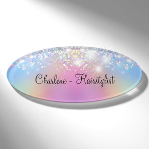 Glitzy Glam Hairstylist Salon Staff Name Tags