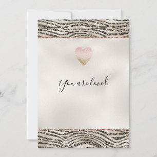 Glitzy Glam Khaki Brown Glitter Zebra Print Note Card