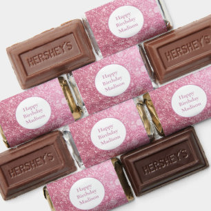 Glitzy Glam Pink Sparkle Sweet 16 Birthday Hershey's Miniatures