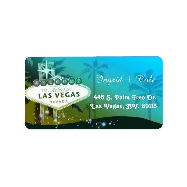 Glitzy Glamorous Las Vegas Wedding Address Label (Front)