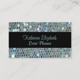 Glitzy Glamorous Sparkly Glittery Silver Bling Business Card