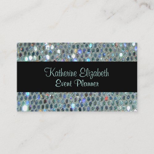 Glitzy Glamorous Sparkly Glittery  Silver Bling Business Card