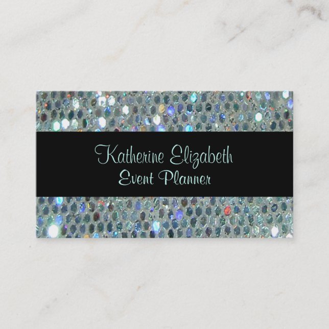 Glitzy Glamorous Sparkly Glittery  Silver Bling Business Card (Front)