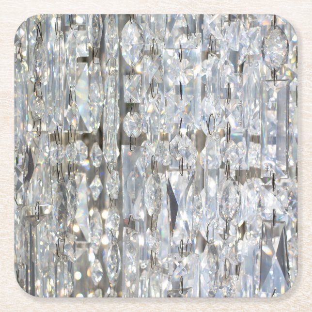 Glitzy Glittery Crystal Square Paper Coaster (Front)