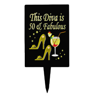 GLITZY GOLD 50TH BIRTHDAY DESIGN CAKE TOPPER