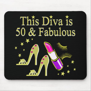 GLITZY GOLD 50TH BIRTHDAY DIVA DESIGN MOUSE PAD