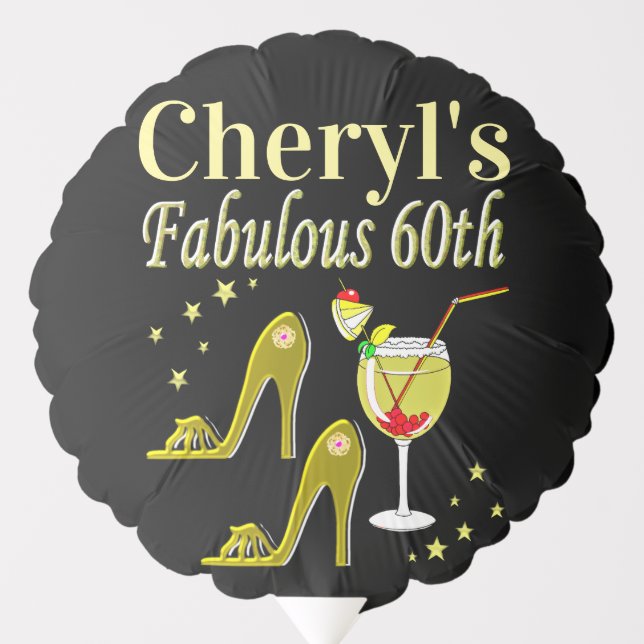 GLITZY GOLD 60TH BIRTHDAY PARTY BALLOON (Front)