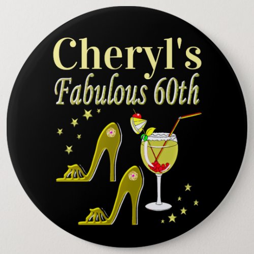 GLITZY GOLD 60TH BIRTHDAY PARTY BUTTON