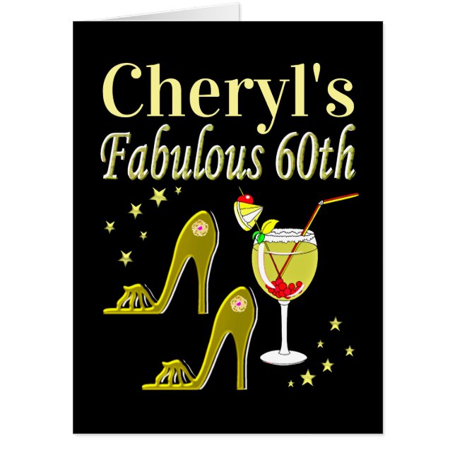 GLITZY GOLD 60TH BIRTHDAY PARTY CARD (Front)