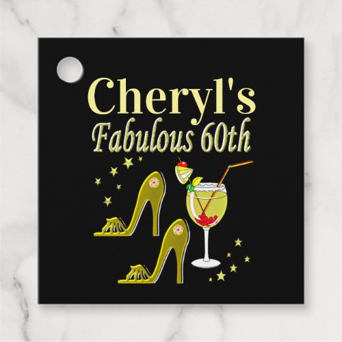 GLITZY GOLD 60TH BIRTHDAY PARTY FAVOR TAGS