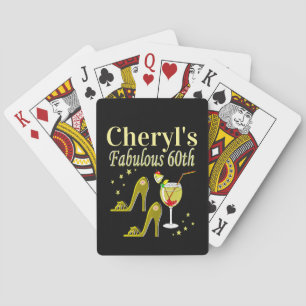 GLITZY GOLD 60TH BIRTHDAY PARTY POKER CARDS