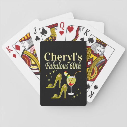 GLITZY GOLD 60TH BIRTHDAY PARTY POKER CARDS