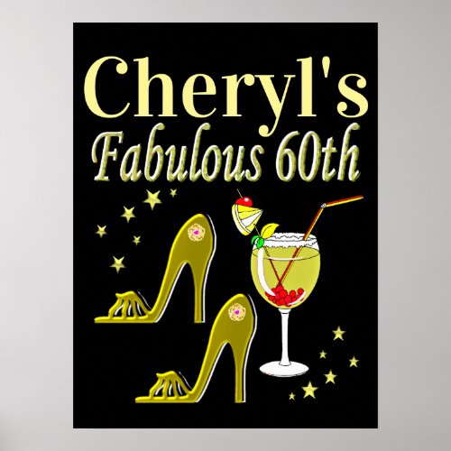 GLITZY GOLD 60TH BIRTHDAY PARTY POSTER