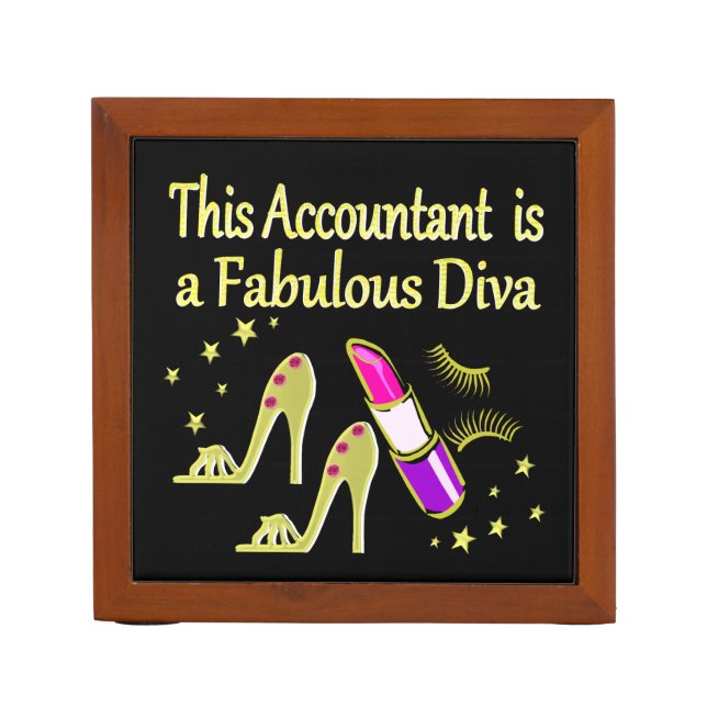 GLITZY GOLD ACCOUNTANT DESIGN DESK ORGANIZER (Front)