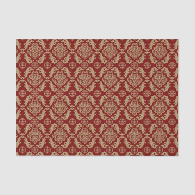 Glitzy gold and burgundy red holiday  tissue paper (Front)