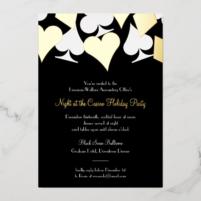 Glitzy Gold Card Suits Gala or Formal Event (Front)