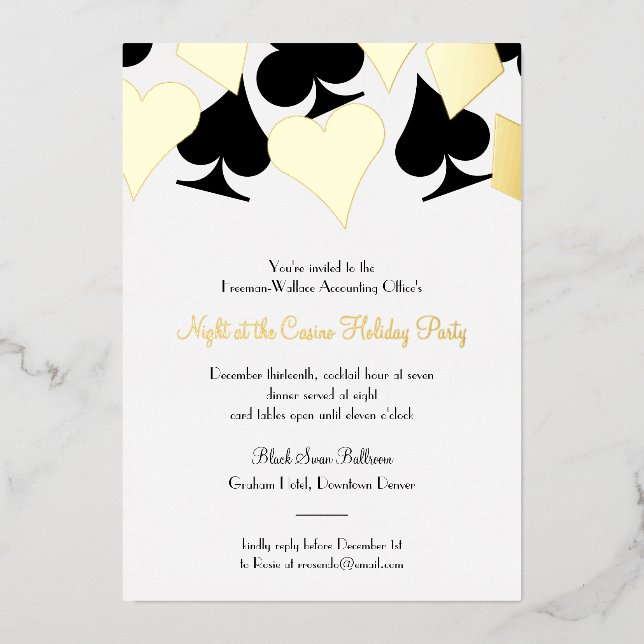 Glitzy Gold Card Suits Gala or Formal Event (Front)