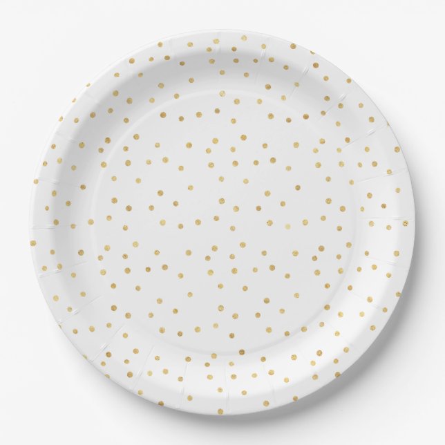 Glitzy Gold Confetti Baby Shower Paper Plates (Front)