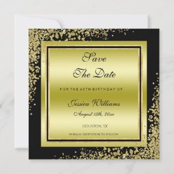 Glitzy Gold Confetti Decorations Birthday Save The Date by shm_graphics at Zazzle