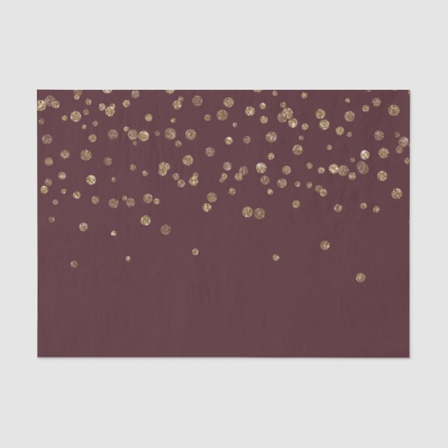 Glitzy Gold Glam Burgundy Dots Tissue Paper (Front)