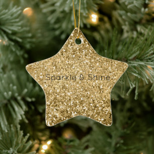 Glitzy Gold Glam Glitter Sparkle     Ceramic Ornament