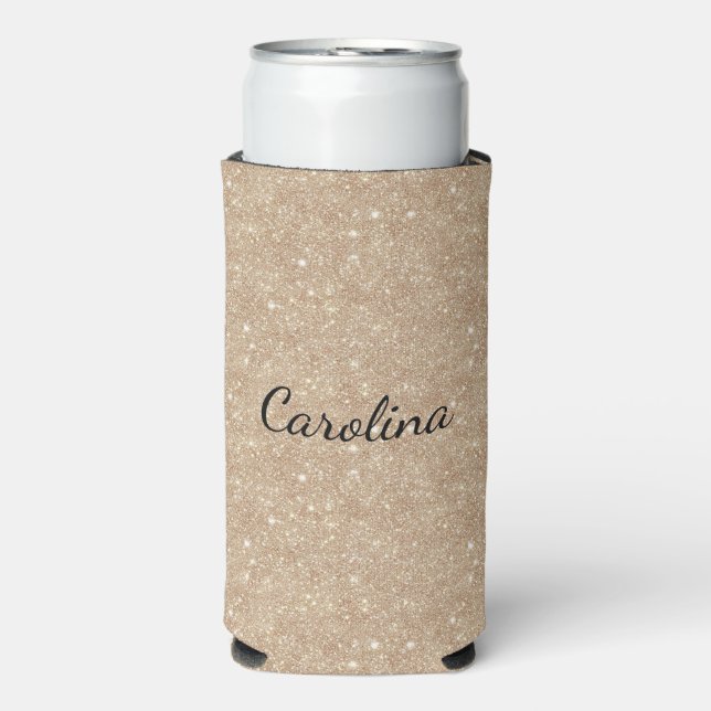 Glitzy Gold Glitter Seltzer Can Cooler (Seltzer Front)