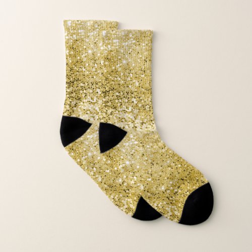 Glitzy Gold Glitter Sparkly Glam  Socks