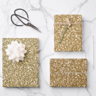 Glitzy Gold Glitter Wrapping Paper Sheets