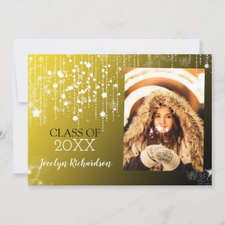 Glitzy Gold Graduation Photo Announcement