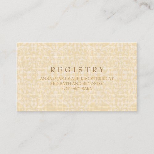 Glitzy Gold  Lace Wedding Registry Card