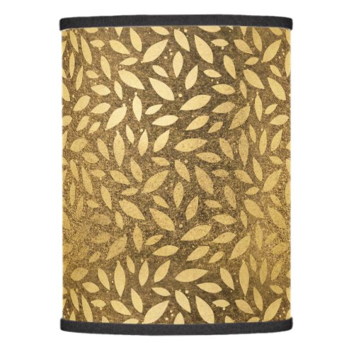 Glitzy Gold Leaves Faux Foil Pattern Lamp Shade