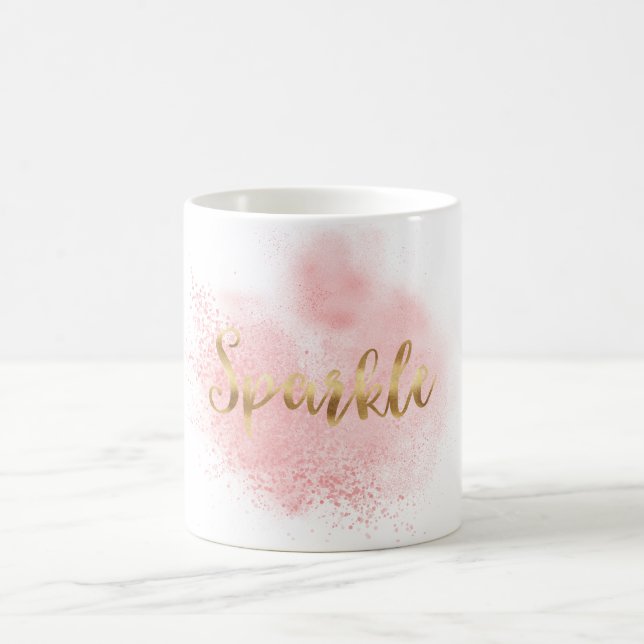 Glitzy Gold Pink Confetti Glam Sparkle Coffee Mug (Center)