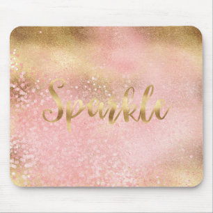 Glitzy Gold Pink Confetti Glam Sparkle Mouse Pad