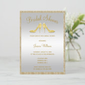 Glitzy Gold Sequins & Stilettos Bridal Shower Invitation (Standing Front)