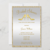 Glitzy Gold Sequins & Stilettos Bridal Shower Invitation (Front)