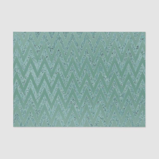 Glitzy Green Chevron Stripes Christmas Tissue Paper (Front)